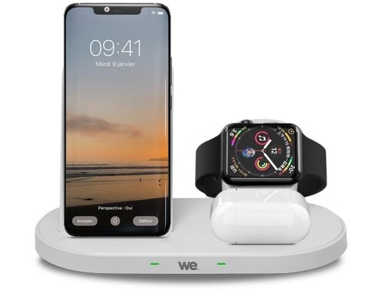 WE - Chargeur induction Dock de charge Apple 3-en-1 Blanc