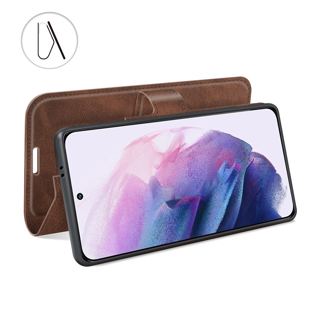 Samsung Galaxy S22 5G Vintage Leder Tasche Flip Cover mit Kartenfächer - Dunkelbraun