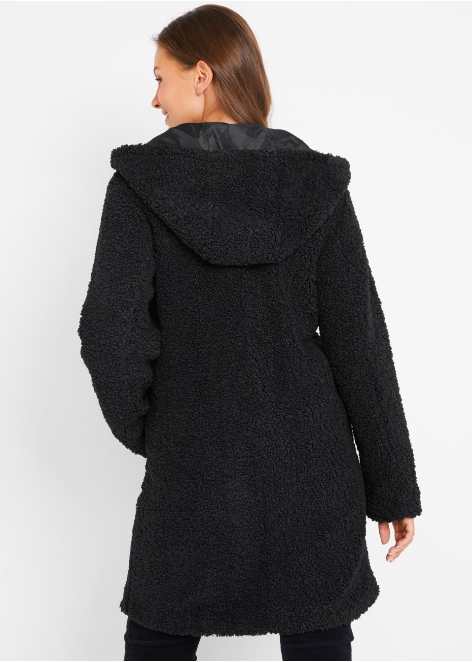 Veste en maille peluche à capuche