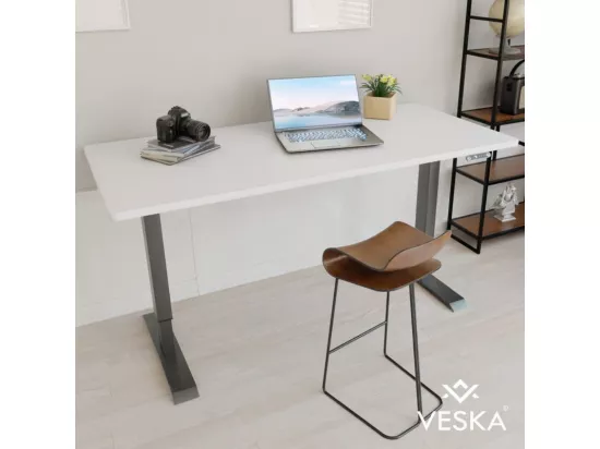 Bureau assis debout électrique 140*70 cm - Plateau Blanc / Pieds couleur au choix