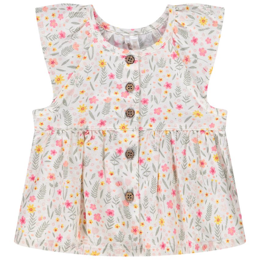 Top imprimé floral pour bébé fille - Ecru