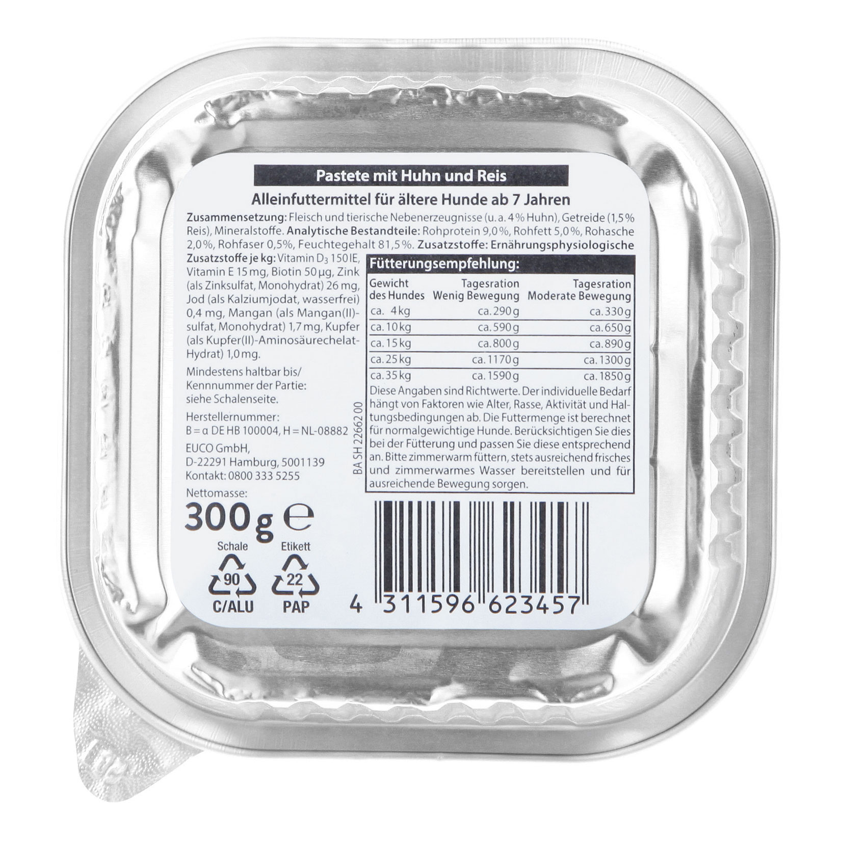Pablo Senior 7+ feine Pastete mit Huhn und Reis 300 g, 20er Pack