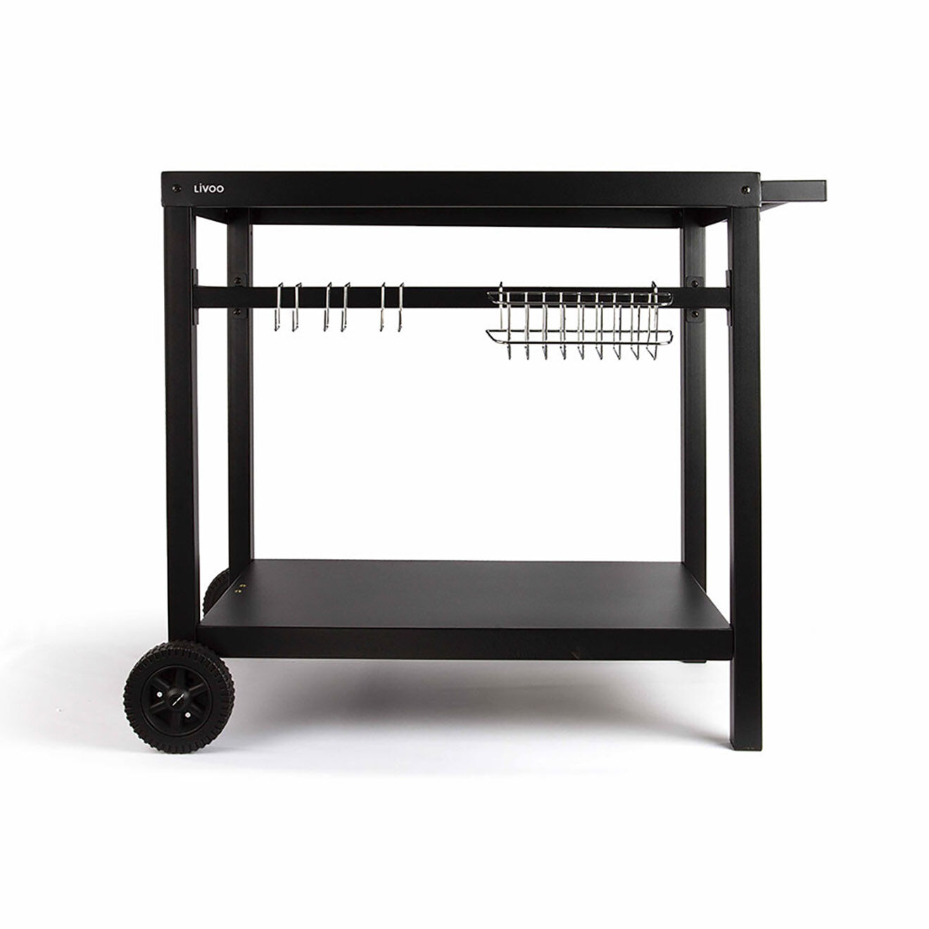 Livoo Desserte pour plancha noire - 100x59x81 cm