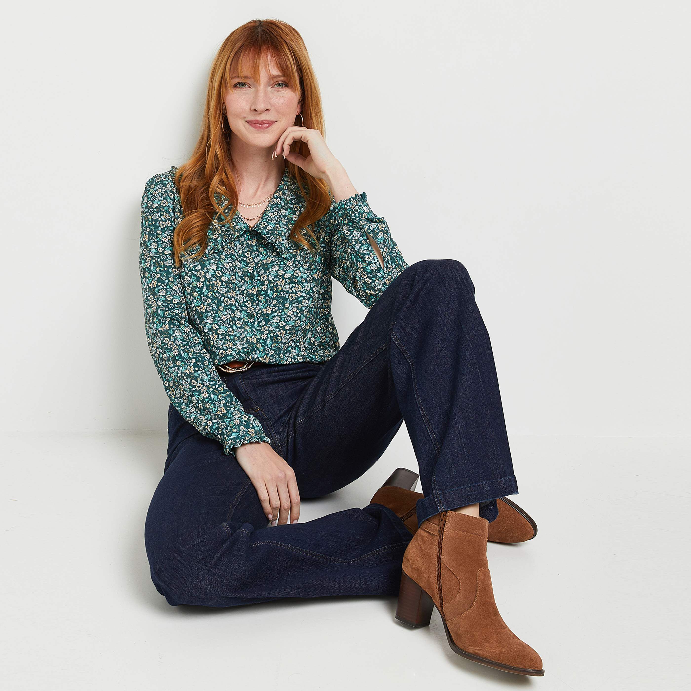 Chemisier col rond femme - VERT