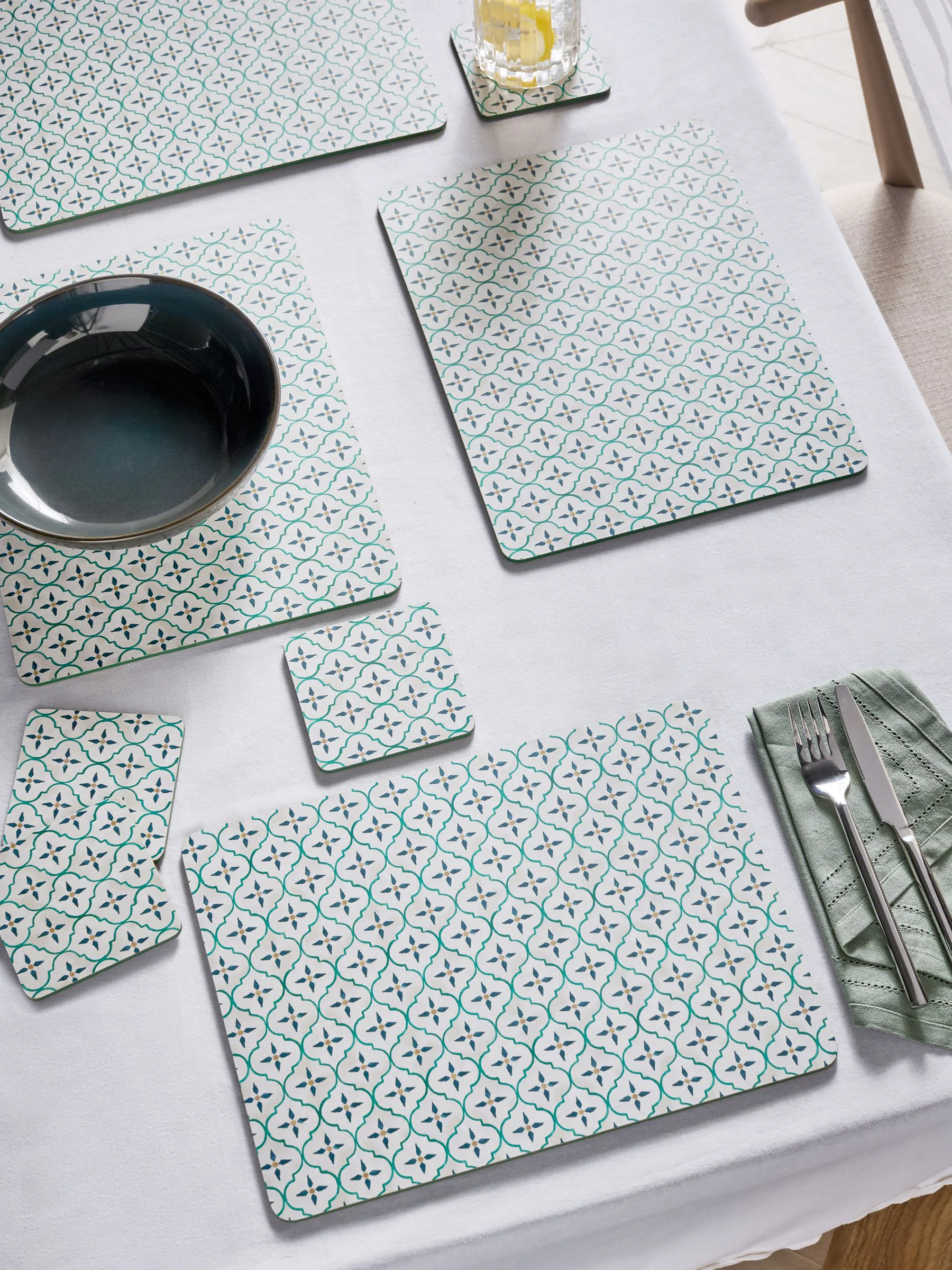 Set of 4 Mediterranean Tile Placemats and Coasters