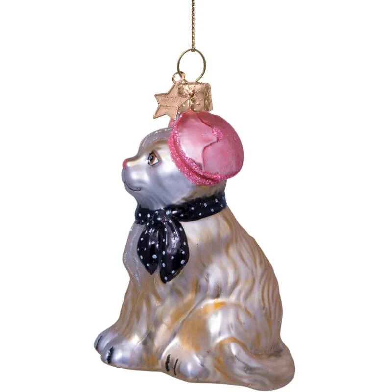 Vondels  Kat m. barret og tørklæde juleophæng - H8,5 cm.
