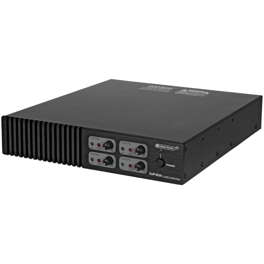 Omnitronic DJP-604 4-kanaals klasse-D versterker 80 W / 8 Ohm