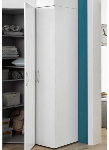 Kledingkast - Wit - Aluminium Grepen - 30x54x185 cm