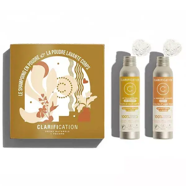 Conjunto Clarification Duo de Pós de Limpeza Orgânicos e Naturais - Corpo e Cabelo - 40g