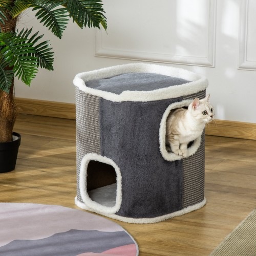 Arranhador de gato PawHut de 2 níveis, cinza