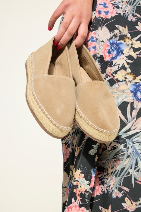 Leder-Espadrilles, Lamm-Veloursleder, Weite H