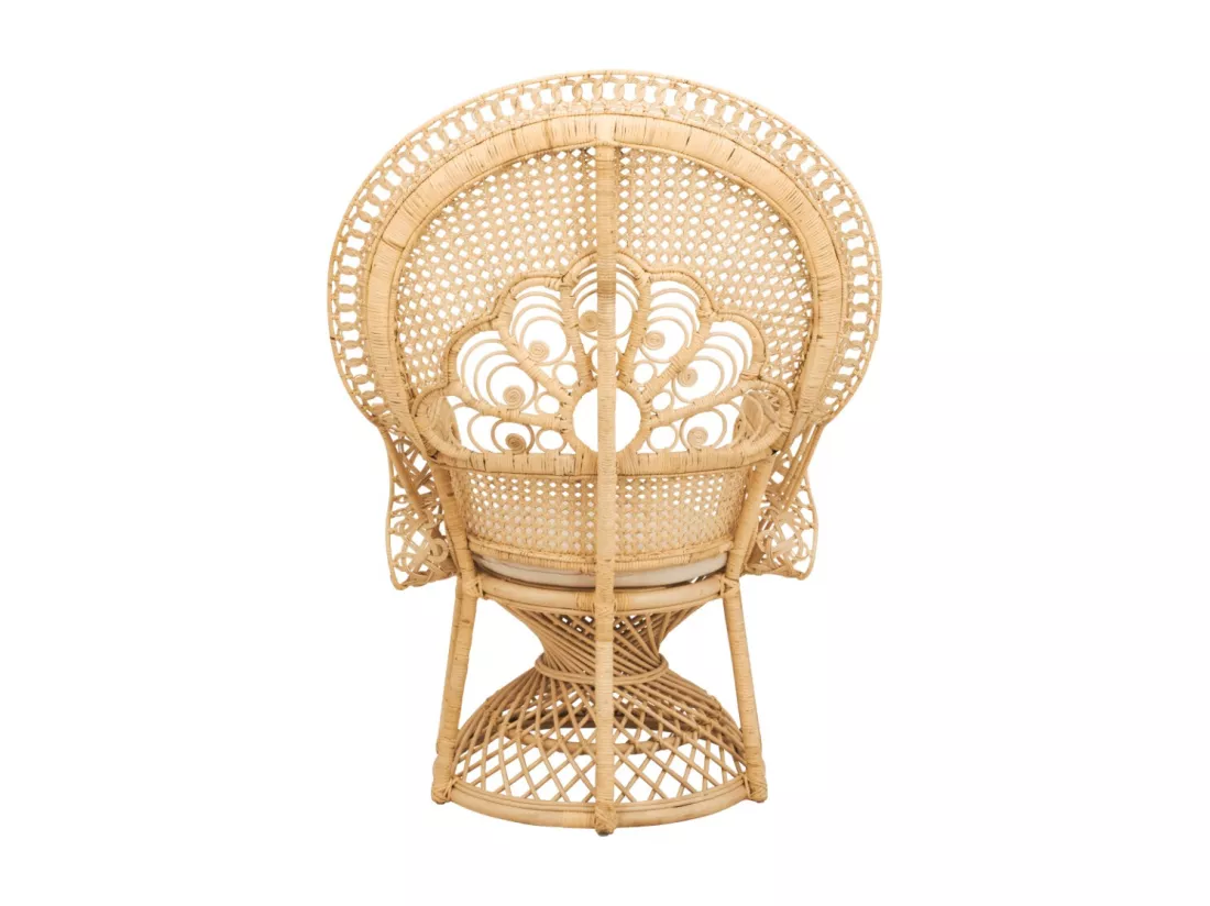 Fauteuil en rotin naturel et coussin blanc - Eloa