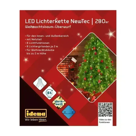 Idena Lichterkette NewTec 280 LED ww Überwurf