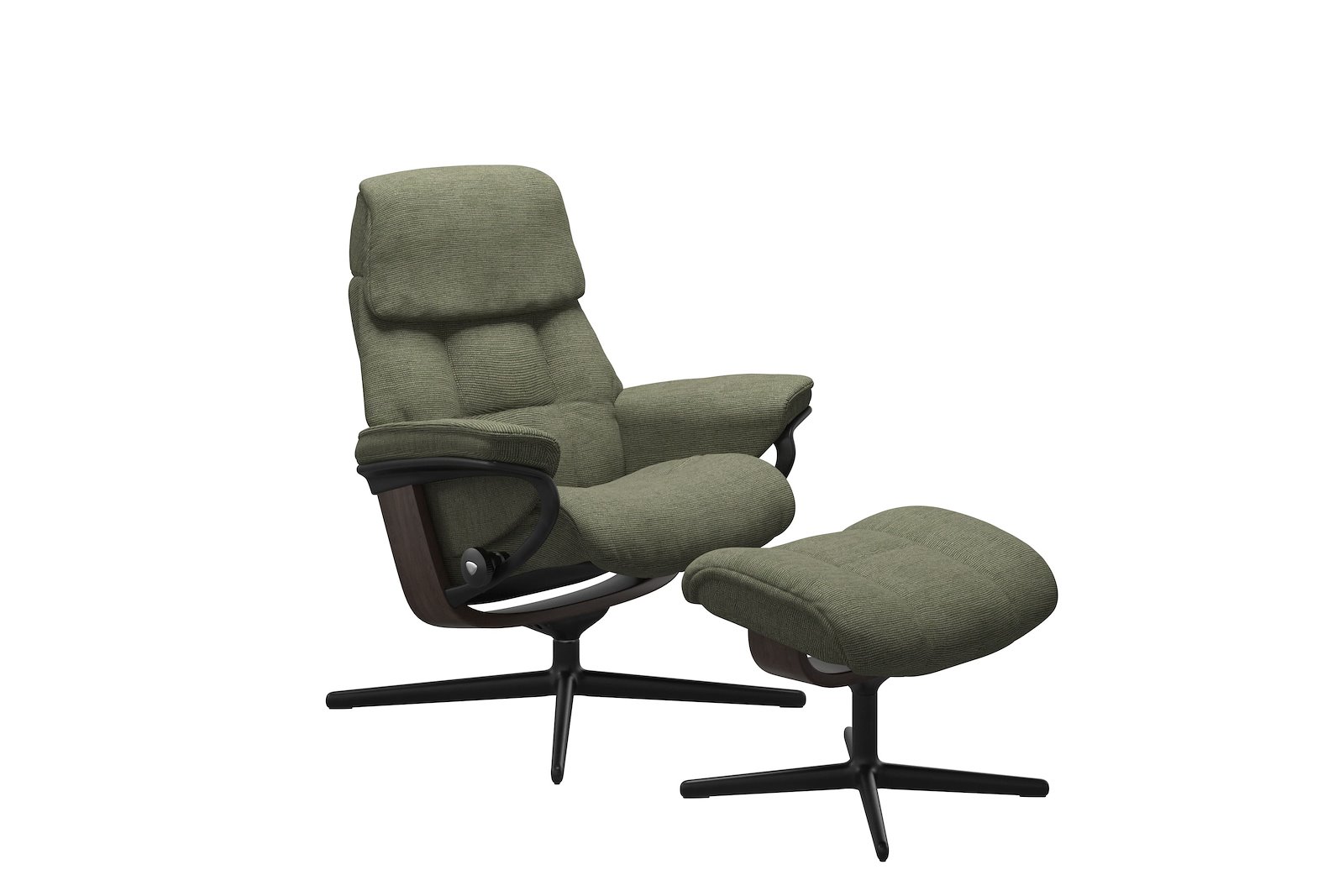 Ruby lenestol med krakk Tekstil Jasmine Dark Green - Sort Cross - Wengebeiset