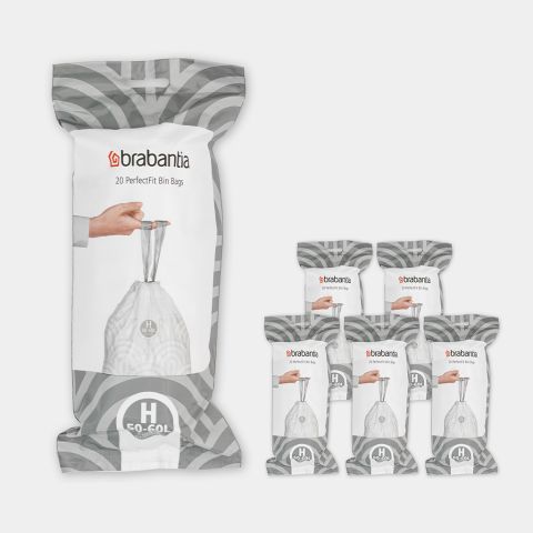 PerfectFit Afvalzakken Code H (50-60 liter), 6 rollen van 20 stuks