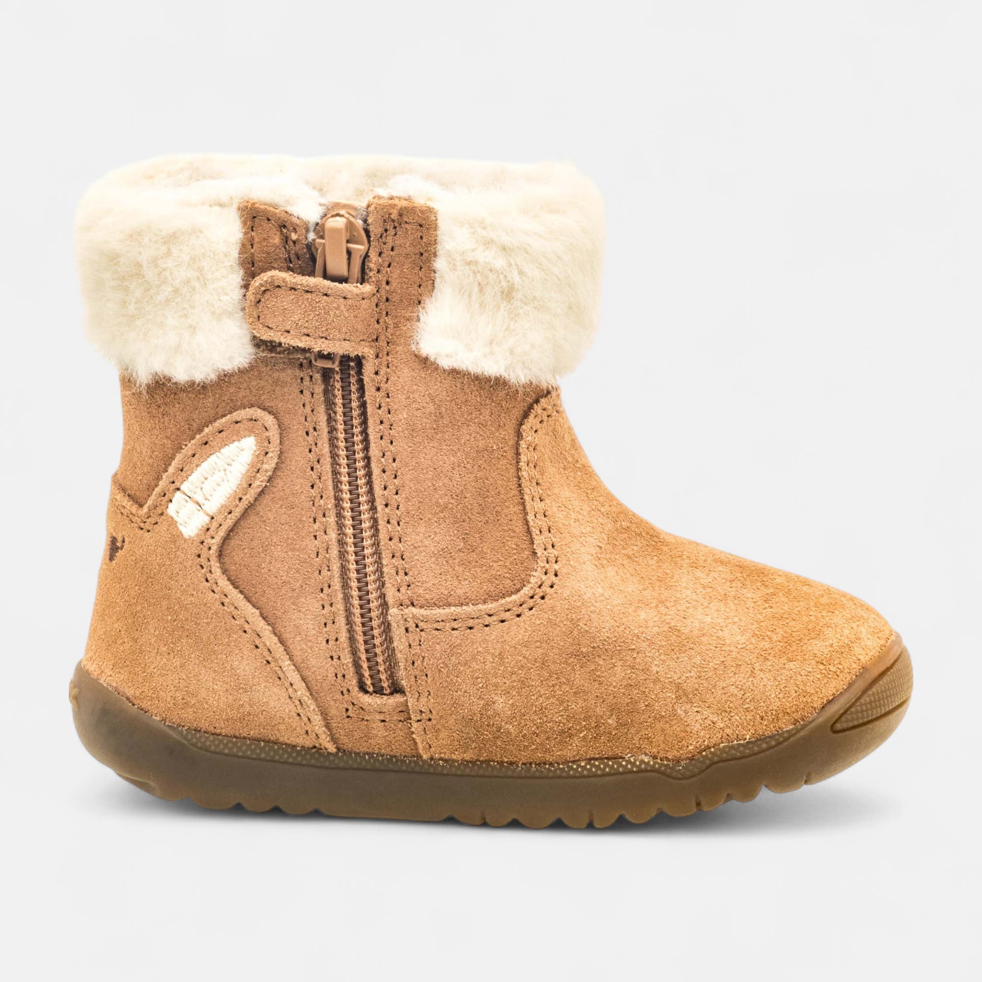 Bottines Bébé fille en cuir cognac