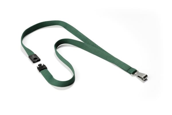 Durable Textile lanyard SOFT COLOUR dark green, Merkeholder, Metall, Tekstil, Grønn, 44 cm, 15 mm