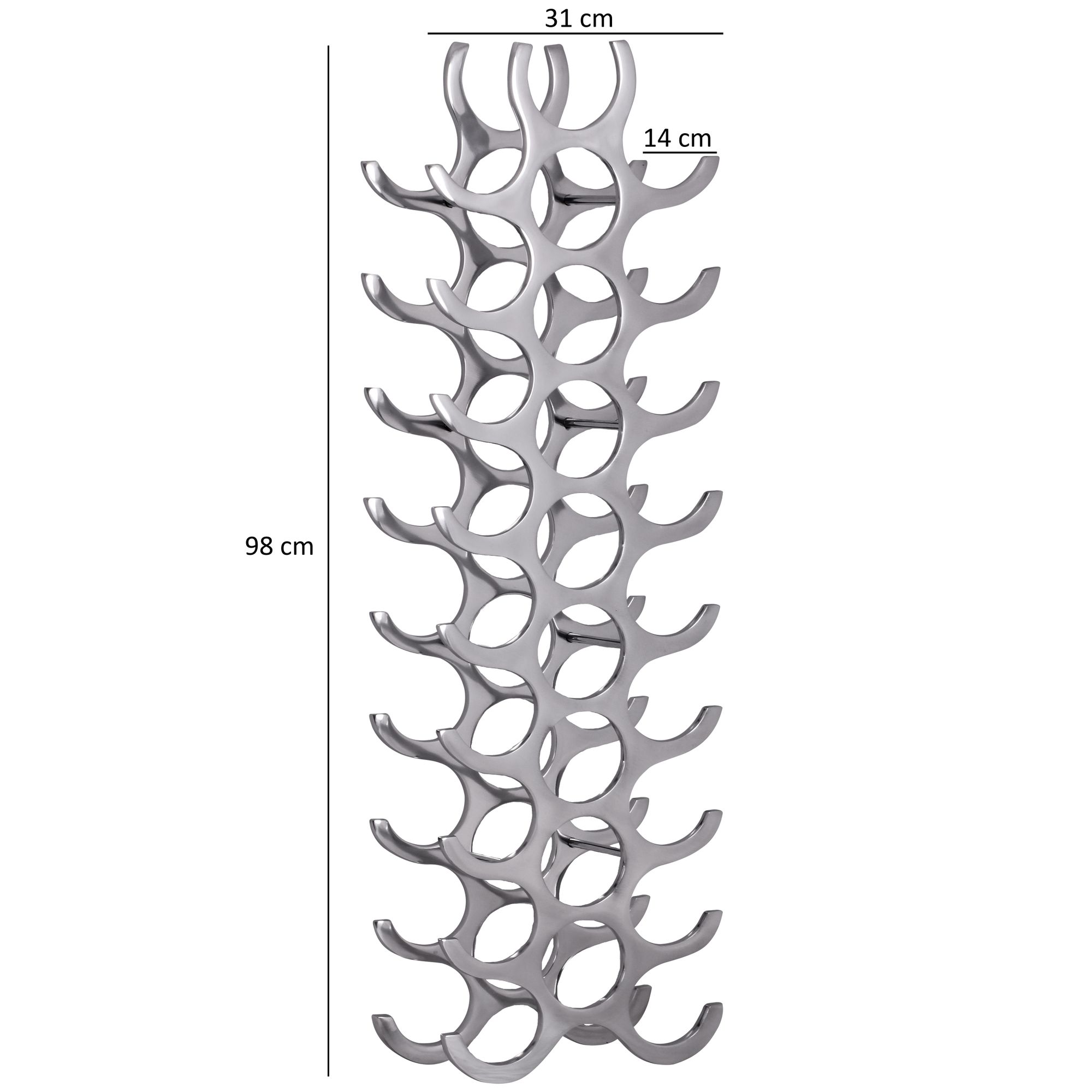 KADIMA DESIGN Weinregal Flammen aus Aluminium, 27 Flaschen, 98x31x14cm, Modernes Aussehen