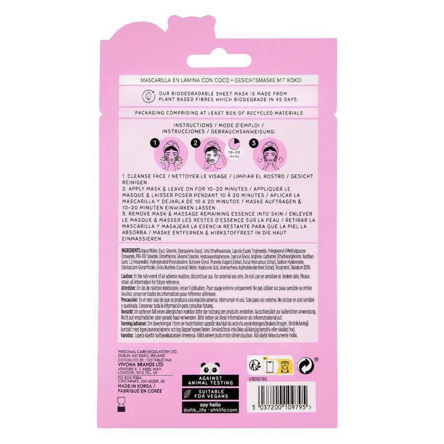Oh K! Coconut Sheet Mask with Hylauronic Acid 23ml