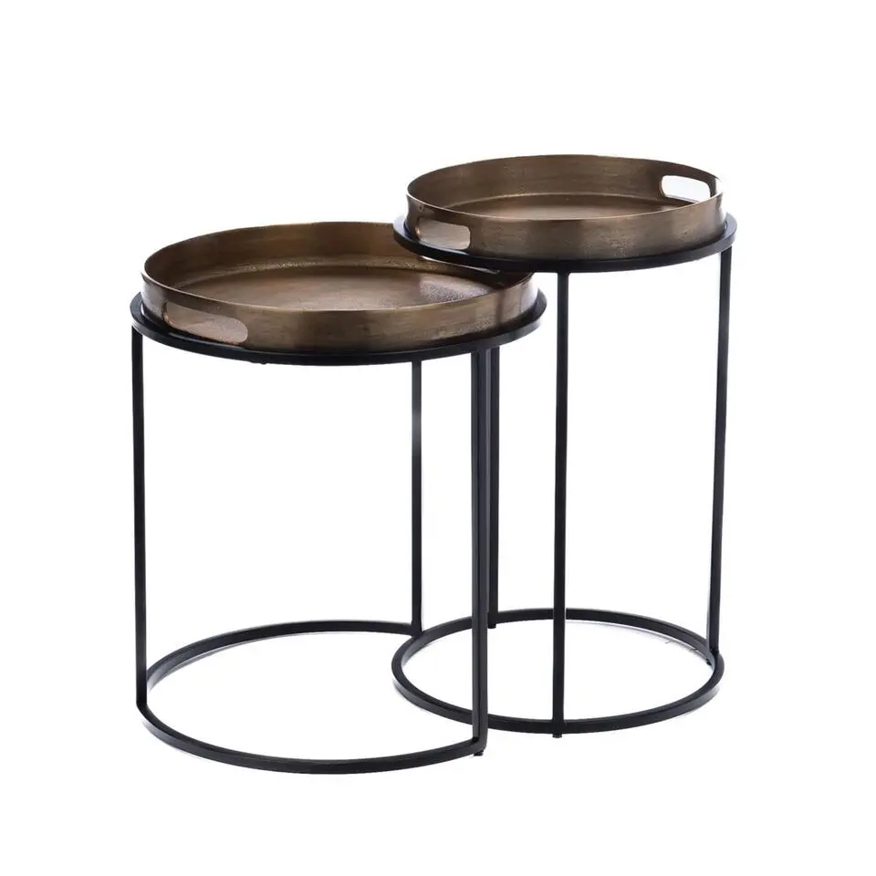 Bijzettafel Brons - Set van 2 - 42x42x57cm - Laure