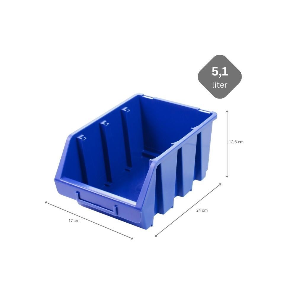 PROREGAL SuperSaver Set 5x Opbergdoos 3 HxBxD 12,6 x 17 x 24 cm Polypropyleen Blauw