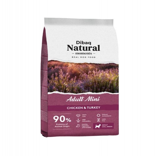 Dibaq Natural Moments Ração para Cães Adultos Mini, Sabor Frango e Peru