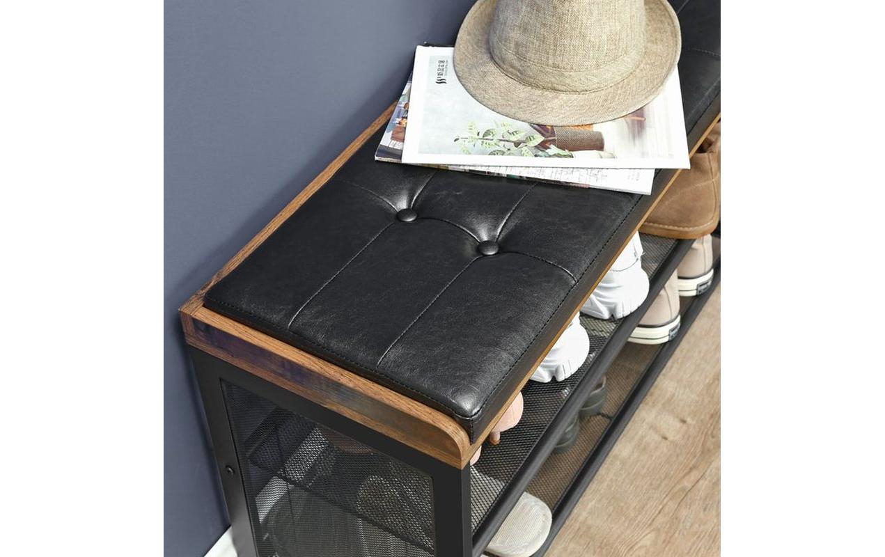Schuhregal mit Sitzpolster 80 x 48 cm, Braun/SchwarzSchuhgestell