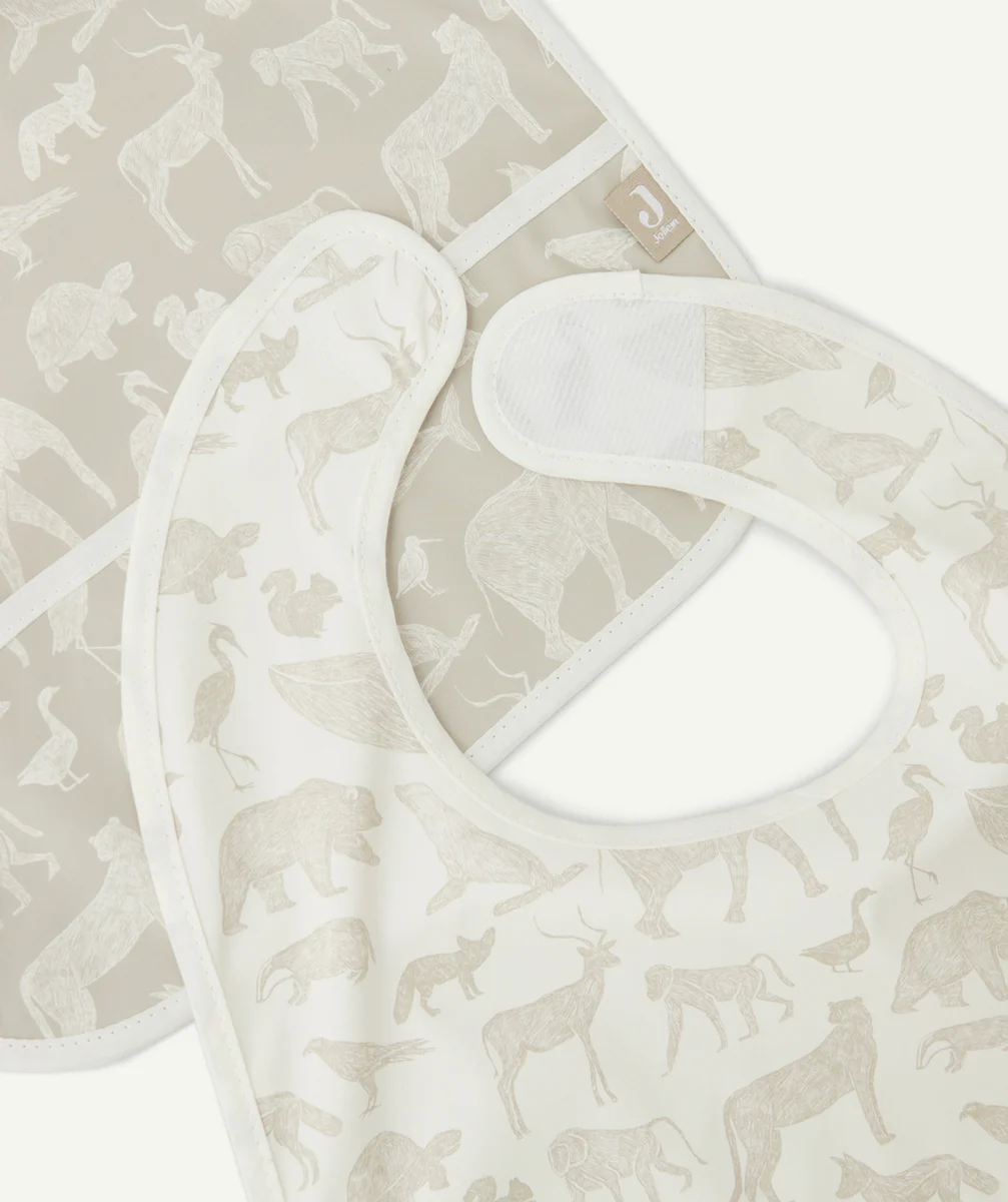 JOLLEINLOT DE 2 BAVOIRS IMPERMÉABLES ET IMPRIMÉS ANIMAUX VERT OLIVE