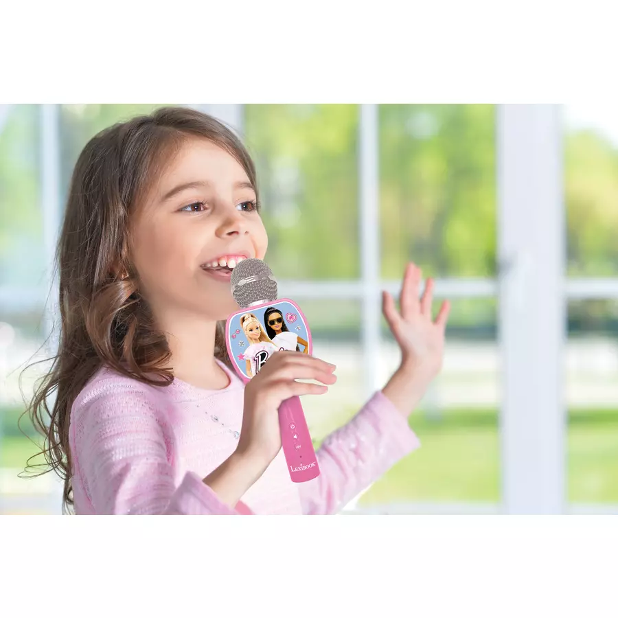 LEXIBOOK Barbie Bluetooth Karaoke-Mikrofon mit eingebautem Lautsprecher und Smartphone Stativ