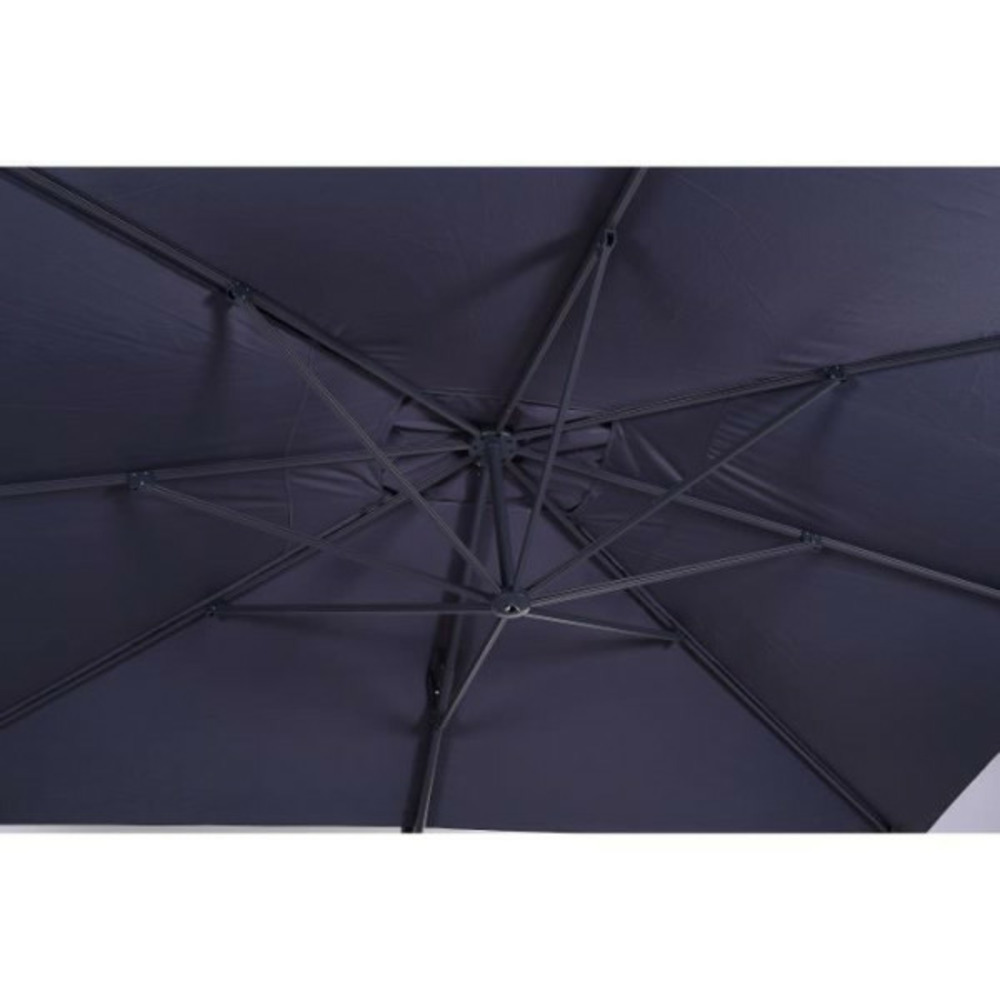 Parasol déporté 4x3m- inclinable,et rotatif a 360°- structure aluminium et toile déperlante en polyester 250gm2- gris anthra
