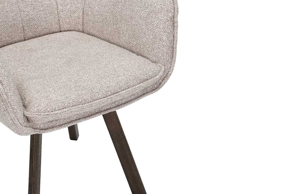 Drehbarer Stuhl THOR beige Strukturstoff braun Wenge Eichenholz 360° mit Armlehne