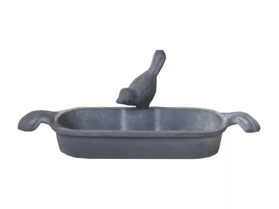 Mangeoire à oiseaux abreuvoir jardin fonte grise 26cm