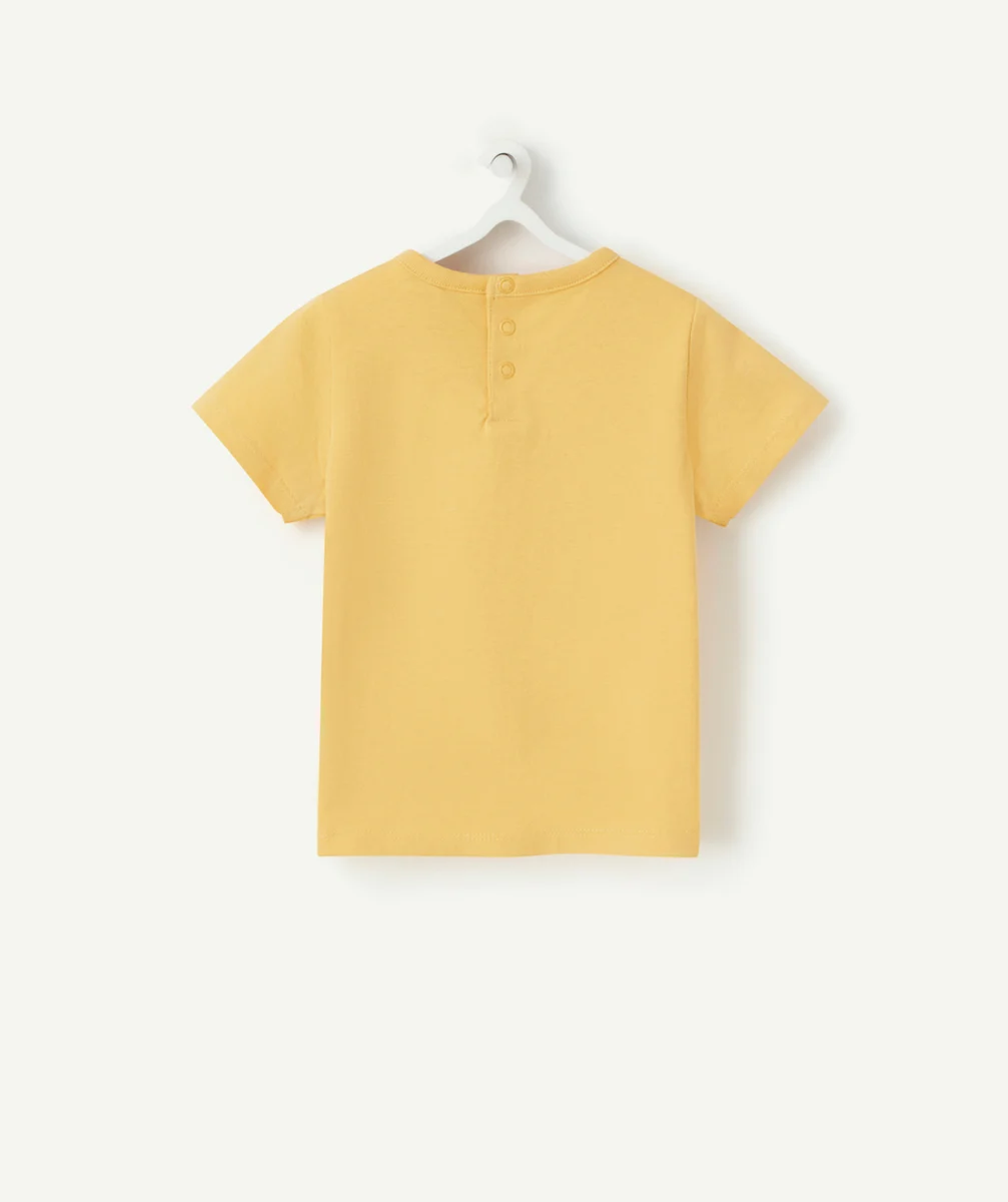 T-SHIRT BÉBÉ GARÇON JAUNE EN FIBRES RECYCLÉES AVEC ANIMATION
