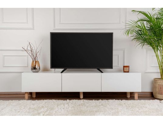 CONCEPT1 - Meuble TV Alvin blanc 180 x 31,4 x h42 cm