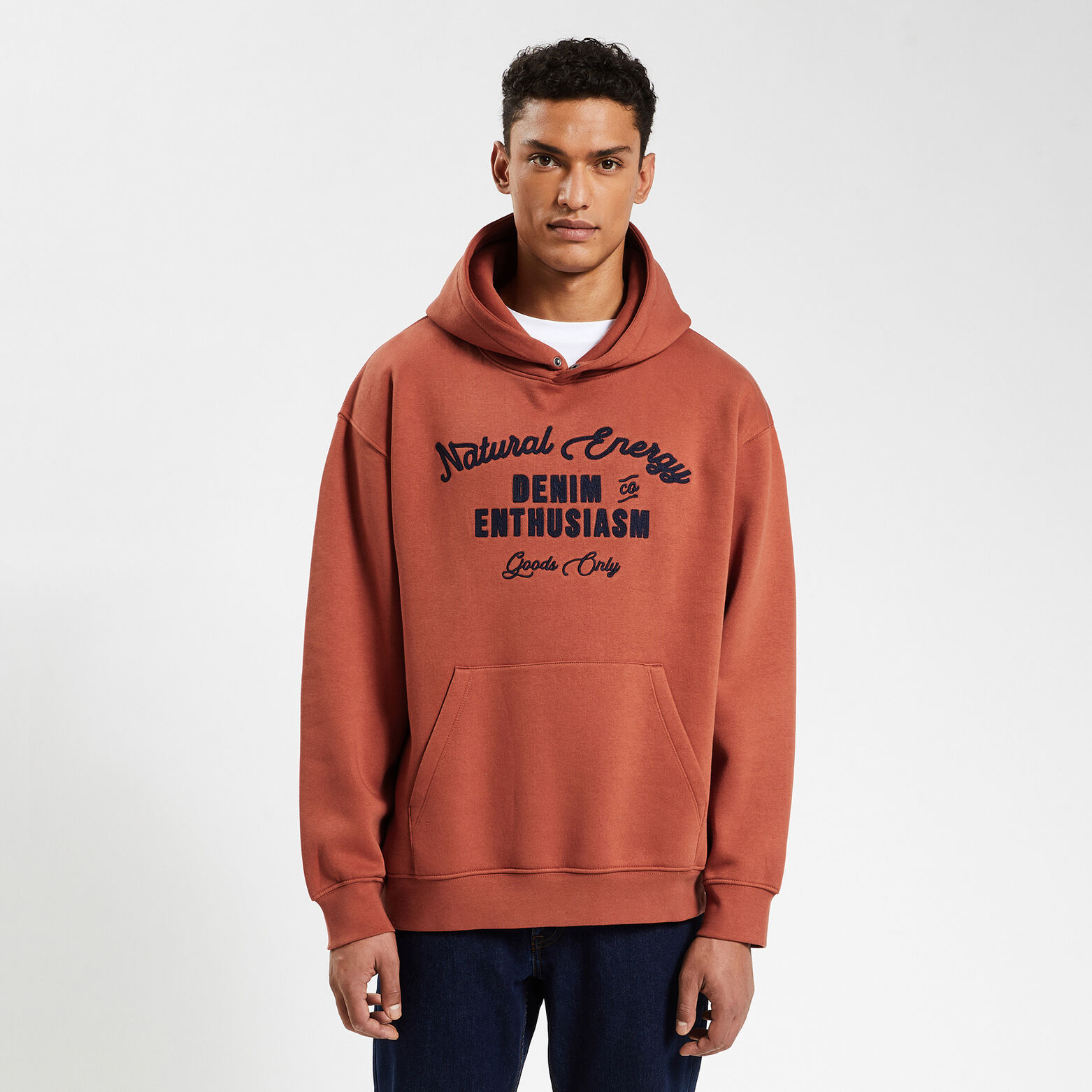 Sweat à capuche brodé Orange