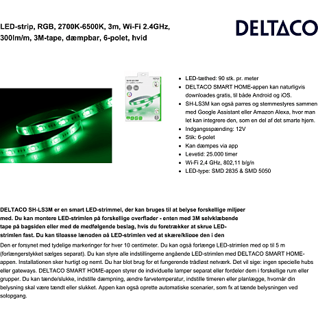 Deltaco Smart LED-strip 3 m