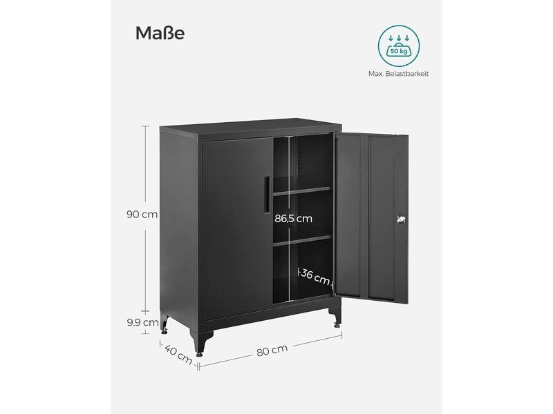 Songmics Aktenschrank 80 x 40 x 90 cm Abschliessbarer Aktenschrank