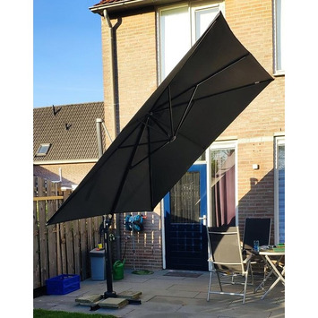 Zweefparasol Ibiza Zwart/Donkergrijs Vierkant Ø300 cm