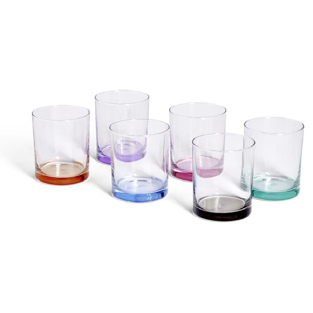 Lot de 6 gobelets en verre fond coloré 28cl