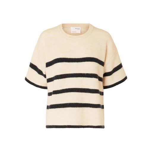 Selected Femme Maline-Liliana Strikbluse, Birch Dark Sapphire, XL