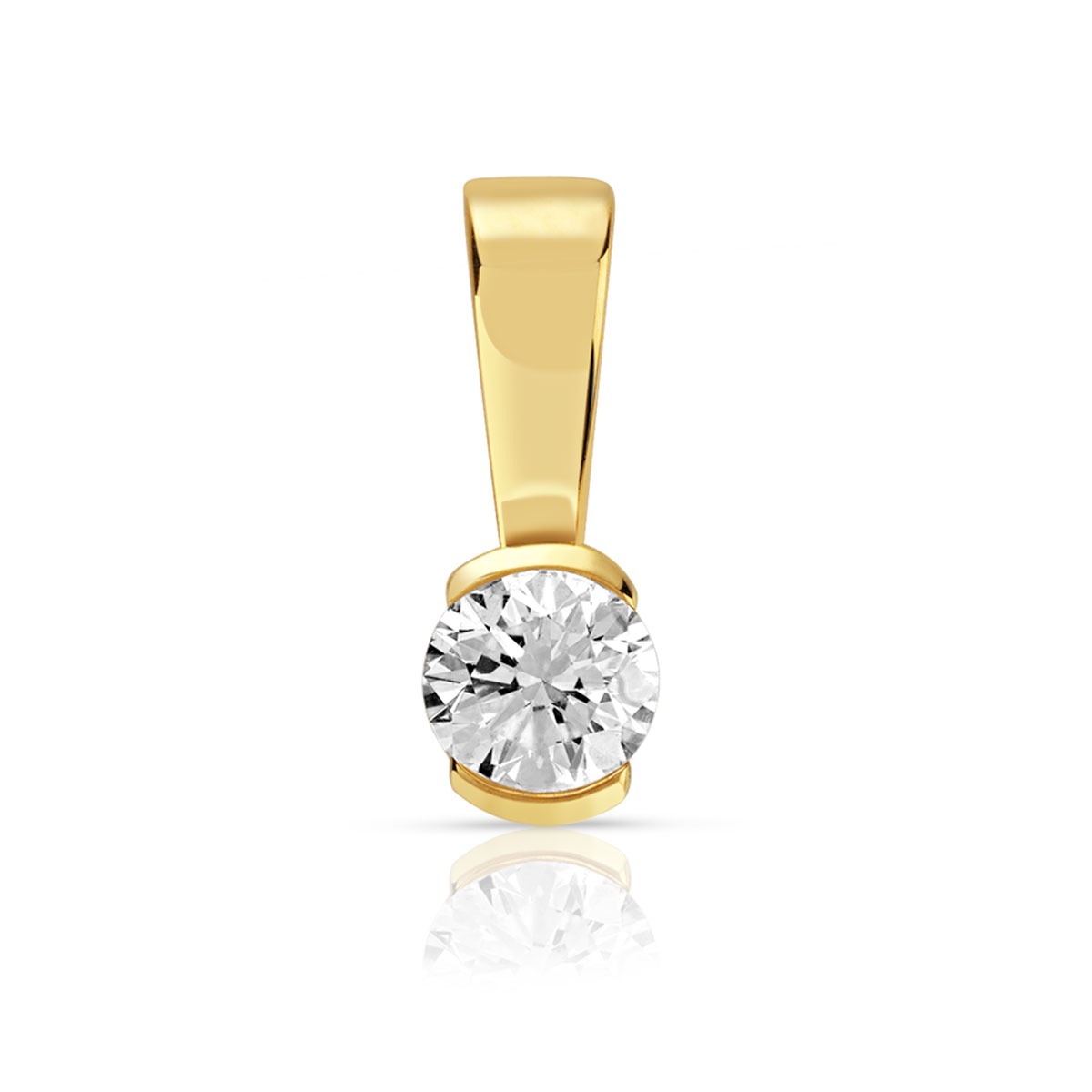 Pendentif or jaune 750 diamant synthétique 0.40 carat