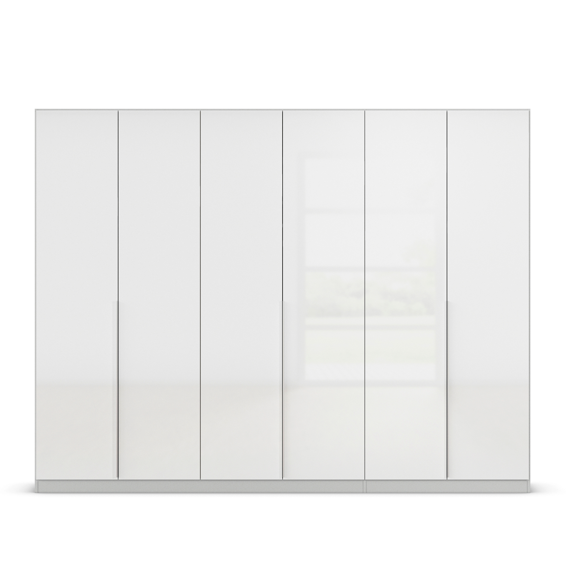 Drehtürenschrank - weiß Hochglanz-seidengrau - 6-türig - 271x210 cm