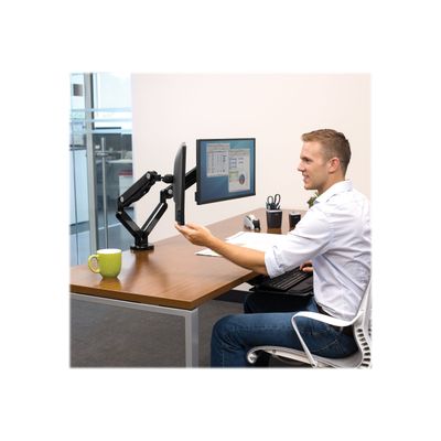 Fellowes Platinum series - Bras porte écran double jusqu'à 27'' par bras - facilement réglable - fixation sur bureau - noir
