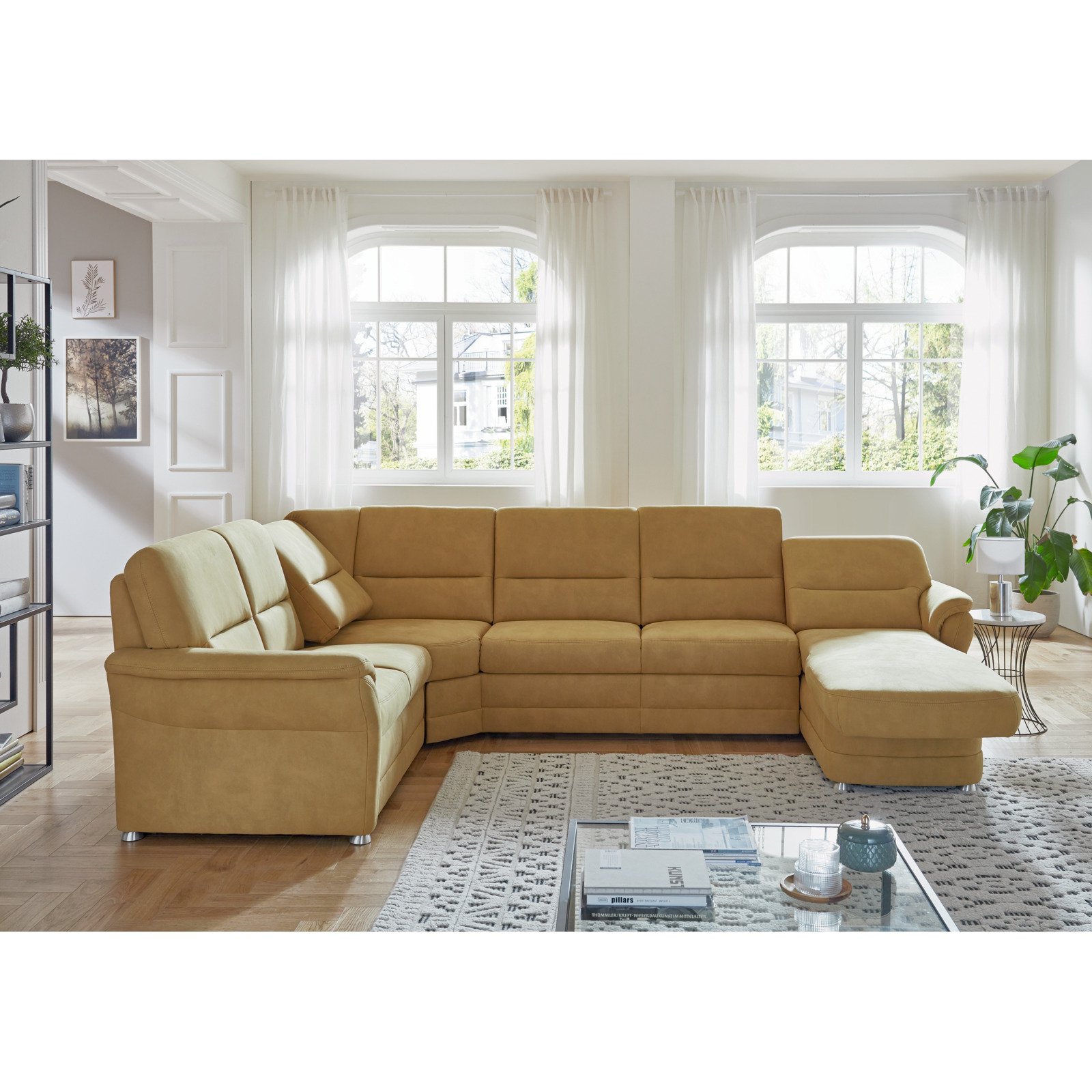 Wohnlandschaft Jena Stoff curry, Ottomane links