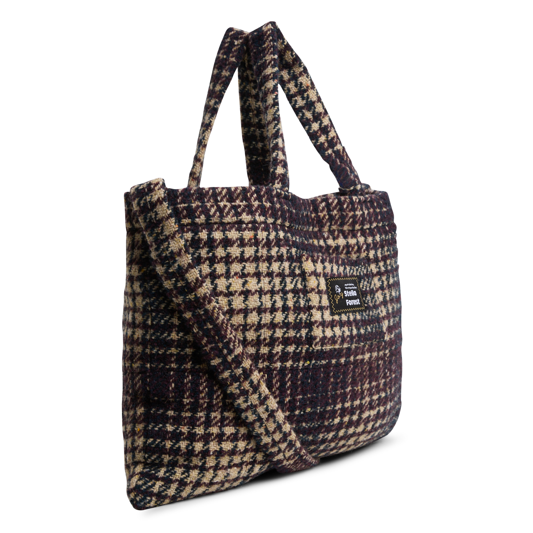 MILENA - Tote bag à carreaux en laine mélangée | Rouge