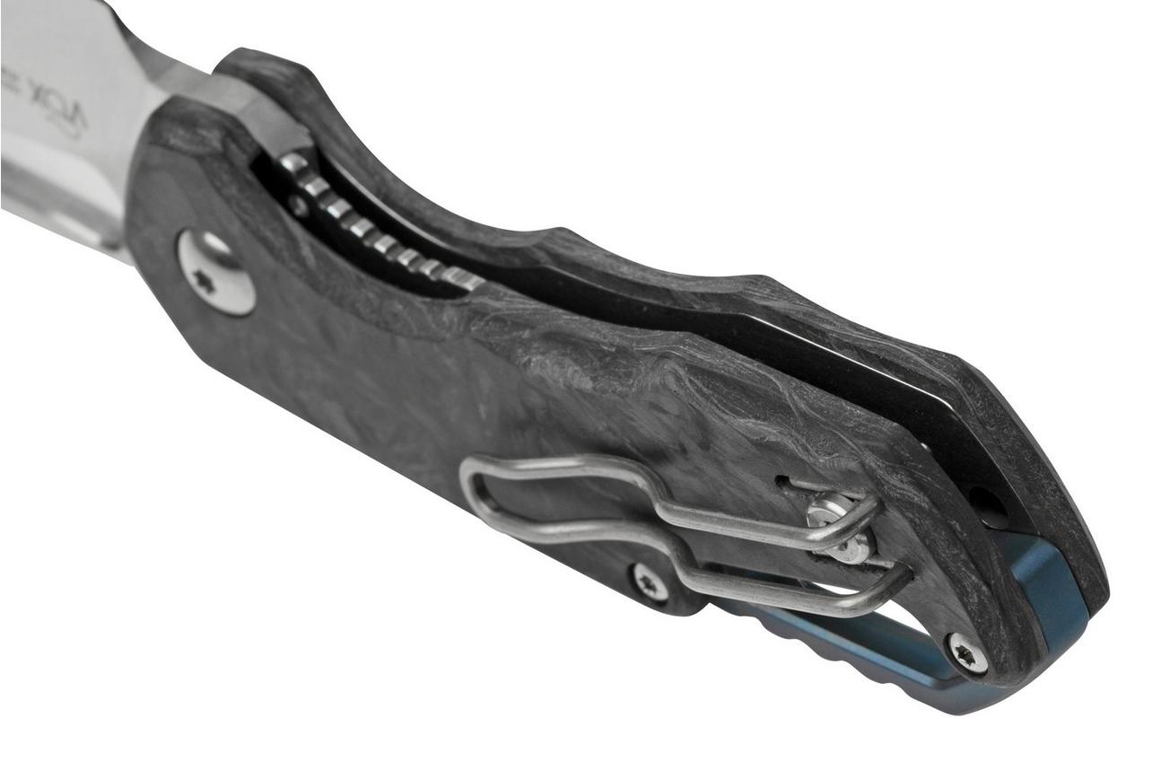 MKM Isonzo FX03M-3CM Clip Point Marble Carbon Fiber zakmes, Jesper Voxnaes design