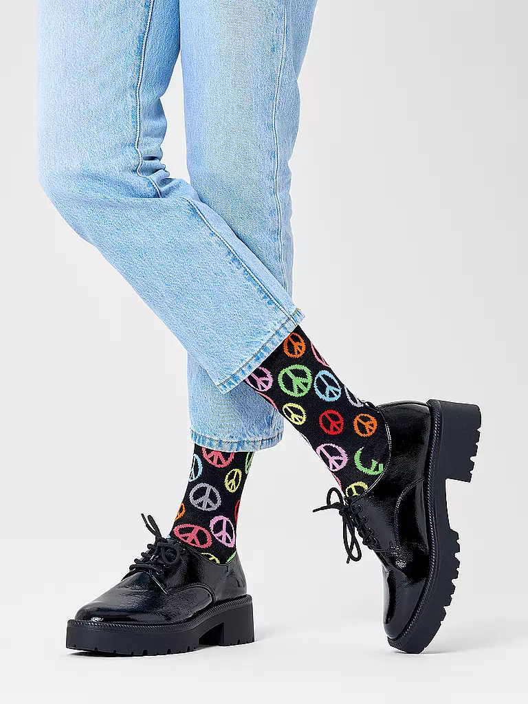 HAPPY SOCKS Herren Socken PEACE 41-46 black schwarz