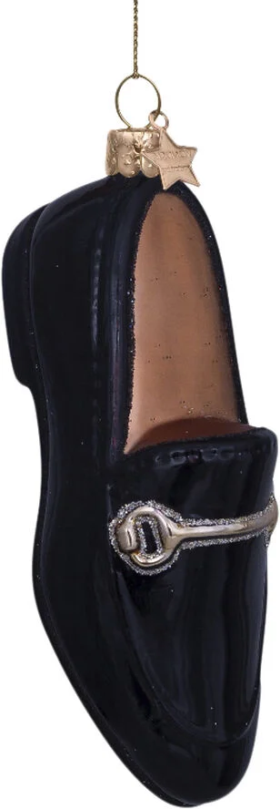 Vondels Ornament glass black gold loafer H10cm Gold