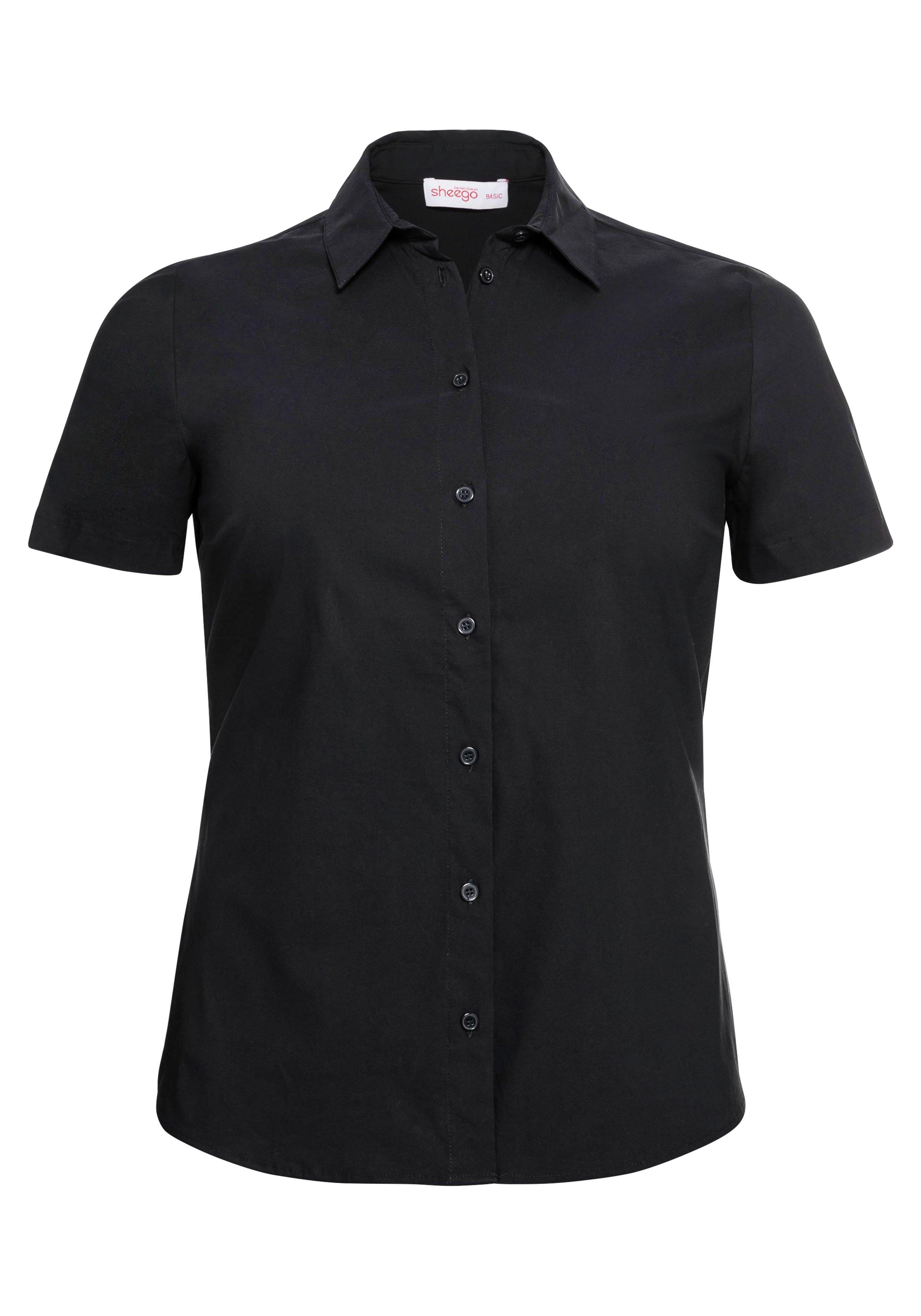 Stretch-Bluse mit kurzem Arm, leicht tailliert