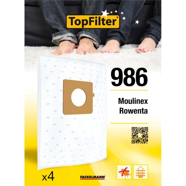 Lot de 4 sacs aspirateur pour Rowenta et Moulinex Premium TopFilter